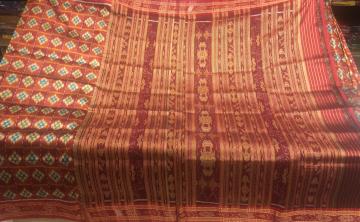 Traditional Aanchal Pasapalli body single Ikat Khandua Silk Saree without blouse piece