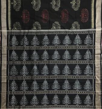 Lotus motifs Cotton Ikat Saree with Blouse Piece