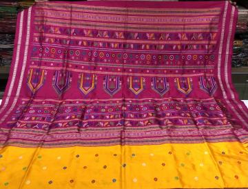 Beautiful yellow and pink traditional Dolabedi silk saree with blouse piece22