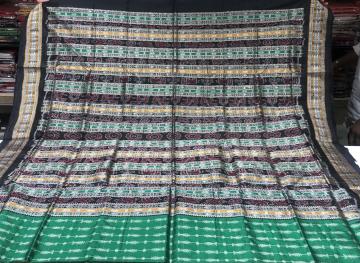 Traditional Aanchal fish motifs body Hazarbuti Silk Saree with Blouse piece