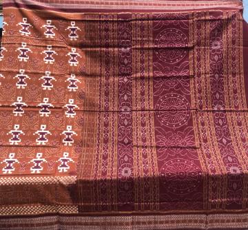 Human figures in Pasapalli Cotton Ikat saree without blouse piece