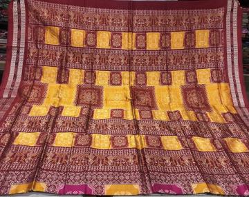 All over weave box pattern Bomkai Silk Saree with Blouse Piece