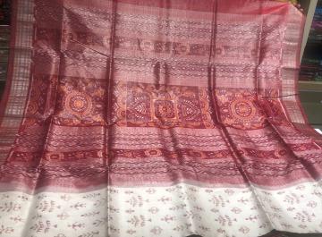 Traditional Aanchal tribal motifs body Tissue Silk Ikat Saree with blouse piece