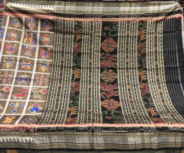 Double border Ikat weave Astha kothi Khandua Silk Saree without blouse piece