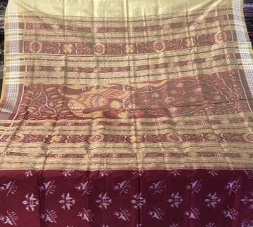 Beautiful Peacock motif Aanchal exquisite Ikat Silk Saree with Blouse piece