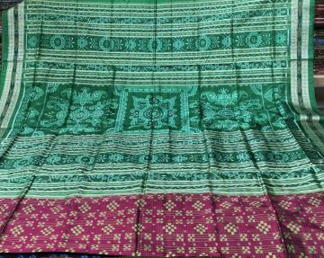 Traditional Aanchal double Ikat Pasapalli Silk Saree with blouse piece