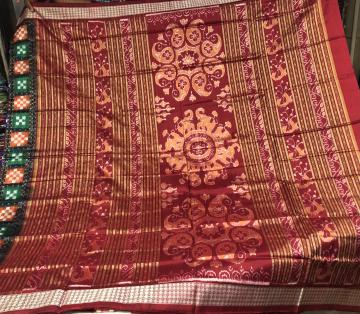 Traditional Aanchal multicoloured double Ikat Pasapalli Silk Saree with Blouse piece