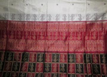 Odisha Handloom Doll Design White Bomkai Saree