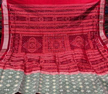 Tribal motifs traditional Ikat Silk Saree with Blouse Piece