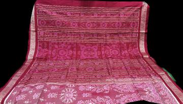 Swan and flower motifs with tribal touch Ikat Silk Saree with blouse piece