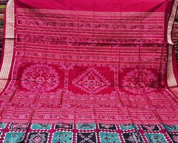 Exclusively woven traditional Aanchal Sambalpuri dasakothi Silk Saree with blouse piece