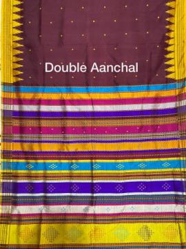 Phoda kumbha border traditional double Aanchal Berhampuri silk saree with blouse piece