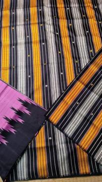 Mauve color Traditional double aanchal Berhampuri silk saree with Blouse piece