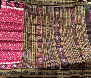 Pasapalli Border Ikat Motifs Adorn Classic Khandua Silk Saree without blouse piece