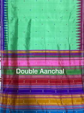 Phoda kumbha and Ganga Jamuna border traditional double Aanchal Berhampuri silk saree with blouse