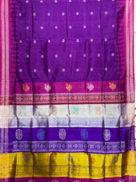Exquisite double Aanchal Berhampuri silk saree featuring flower buta n phoda kumbha border