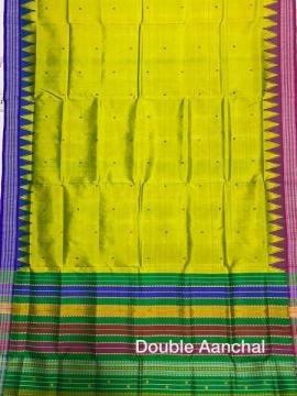 Ganga Jamuna border multicoloured double Aanchal Berhampuri Silk Saree with blouse piece