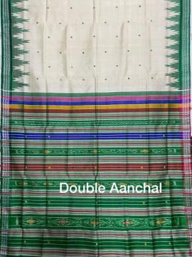 Traditional phoda kumbha border double Aanchal Berhampuri Silk Saree with blouse piece