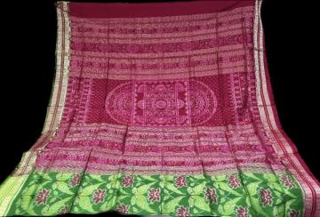 Vibrant n timeless Ikat weave silk saree with Parrot lotus motifs n Ganga Jamuna border with blouse