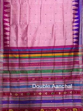 Ganga Jamuna Border double Aanchal Berhampuri Silk Saree with Blouse Piece