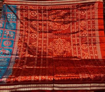 Traditional Aanchal Sambalpuri Nabakothi Silk Saree with blouse piece