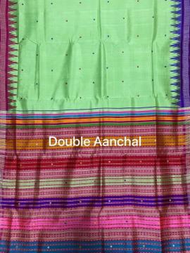 Ganga Jamuna border double Aanchal Berhampuri Silk Saree with blouse piece