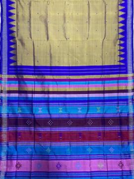 Dual tone double Aanchal traditional Berhampuri silk saree with blouse piece