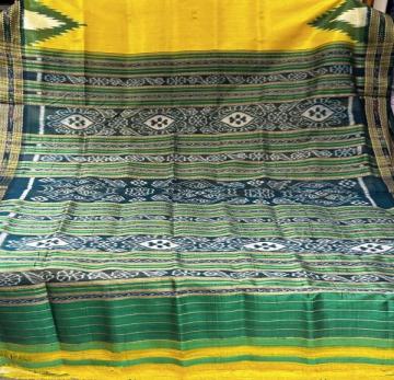 Timeless artistry of traditional Ikat weaving Khandua silk saree without blouse piece