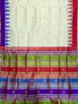 Ganga Jamuna Phoda kumbha border double Aanchal Berhampuri silk saree with blouse piece