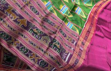 Traditional animal motifs Aanchal Khandua silk saree with blouse piece