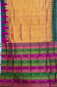 Ganga Jamuna border double Aanchal Berhampuri Silk saree with blouse piece