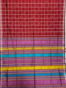 Body checks with butis double Exclusively woven Aanchal Berhampuri silk saree with blouse piece