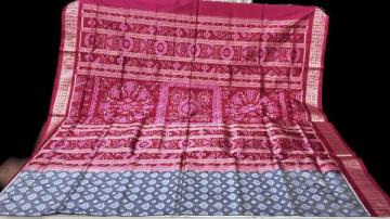 Beautiful simple and elegant Ikat weave silk saree with blouse piece