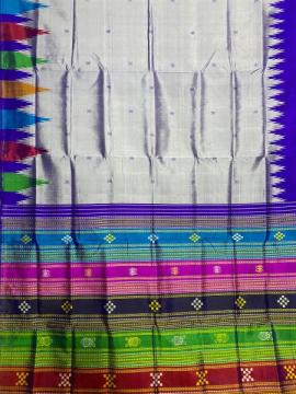 Dual tone multicoloured double Aanchal Berhampuri Silk Saree with Blouse piece