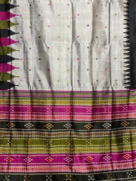 Ganga Jamuna phoda kumbha border with multicoloured double Aanchal Berhampuri Silk Saree with blouse