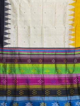 Ganga Jamuna phoda kumbha border heavy thread work double Aanchal Berhampuri silk saree with blouse