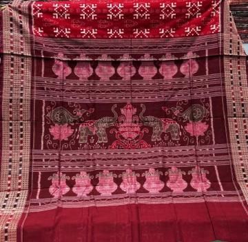 Elephant and kalashi motifs Aanchal with thick border graceful Pasapalli Cotton Saree with blouse
