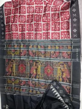 Exclusively woven Pasapalli border Khandua silk Ikat saree with blouse piece