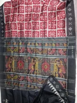 Exclusively woven Pasapalli border Khandua silk Ikat saree with blouse piece