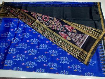 Eka Phulia border with flower motifs body Khandua silk Ikat saree with blouse piece