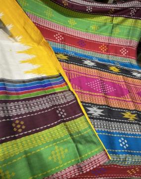 Ganga Jamuna border heavy thread work double Aanchal Berhampuri Silk saree with blouse piece