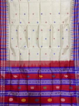 Exclusively woven needle temple border with double Aanchal Berhampuri Silk saree with blouse piece