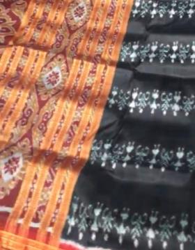 Traditional Aanchal with tribal motifs body Khandua silk saree without blouse piece