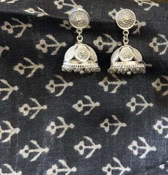 Beautiful handmade Odisha famous filigree work silver Jhumka earring 