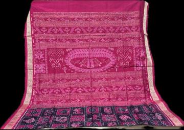 Beautiful traditional auspicious motifs sambalpuri Nabakothi Silk Saree with blouse piece