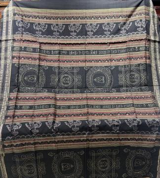 Master weaver s creation Laxmi mantra and Laxmi yantra theme cotton Ikat saree with blouse piece