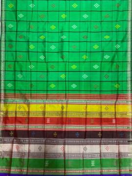 Body checks with Pasapalli buttas double Aanchal Berhampuri silk saree with blouse piece