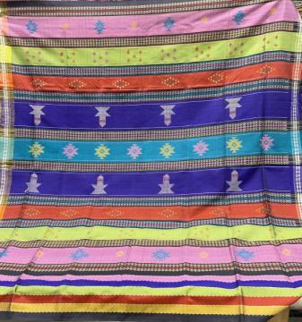 Ganga Jamuna border multicoloured double Aanchal Berhampuri silk saree with blouse piece
