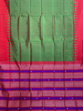 Dual tone body single Aanchal Berhampuri silk saree with blouse piece