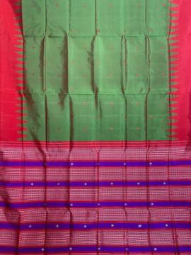 Dual tone body single Aanchal Berhampuri silk saree with blouse piece